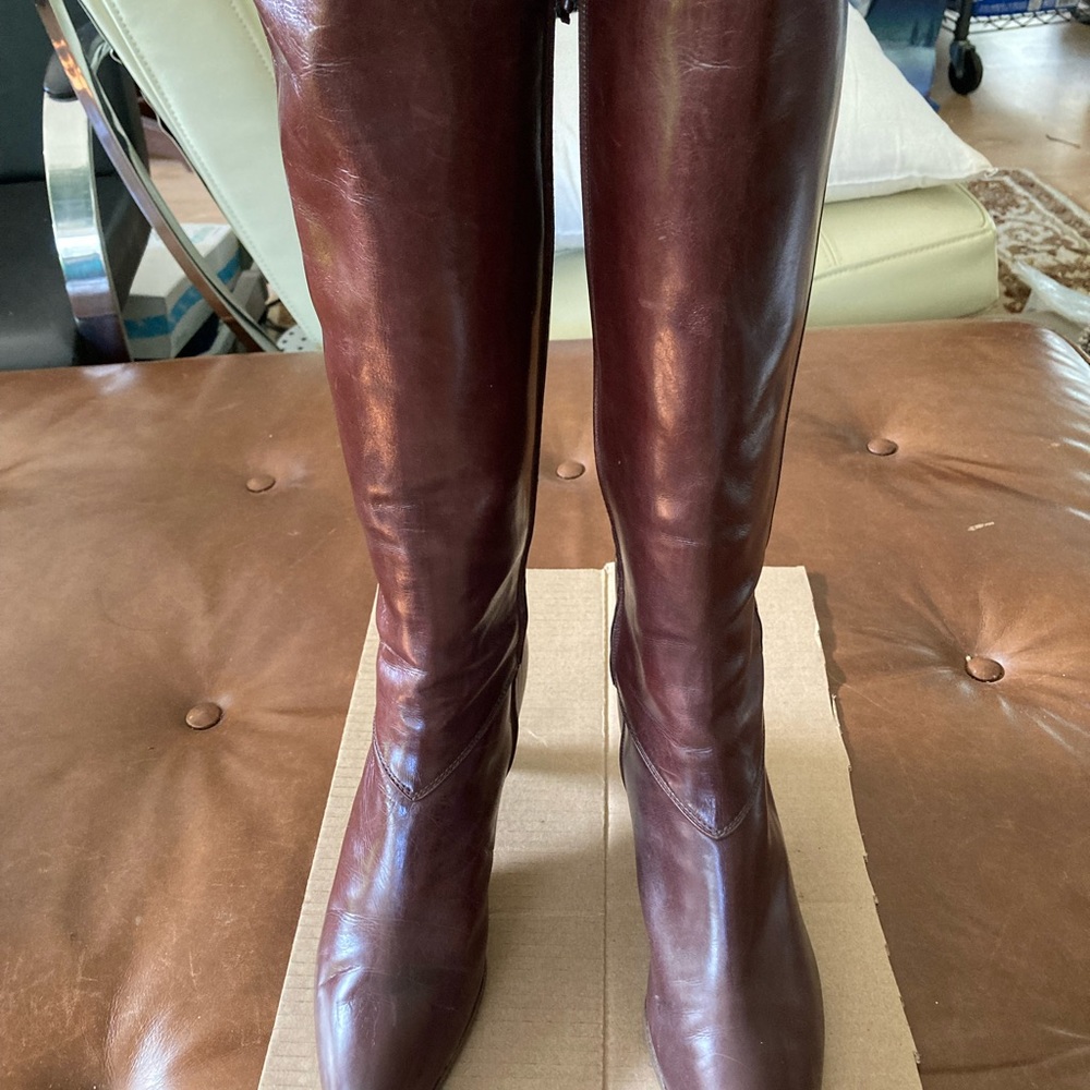 FERRAGAMO Salvatore 8AA Brown Knee hi leather boot